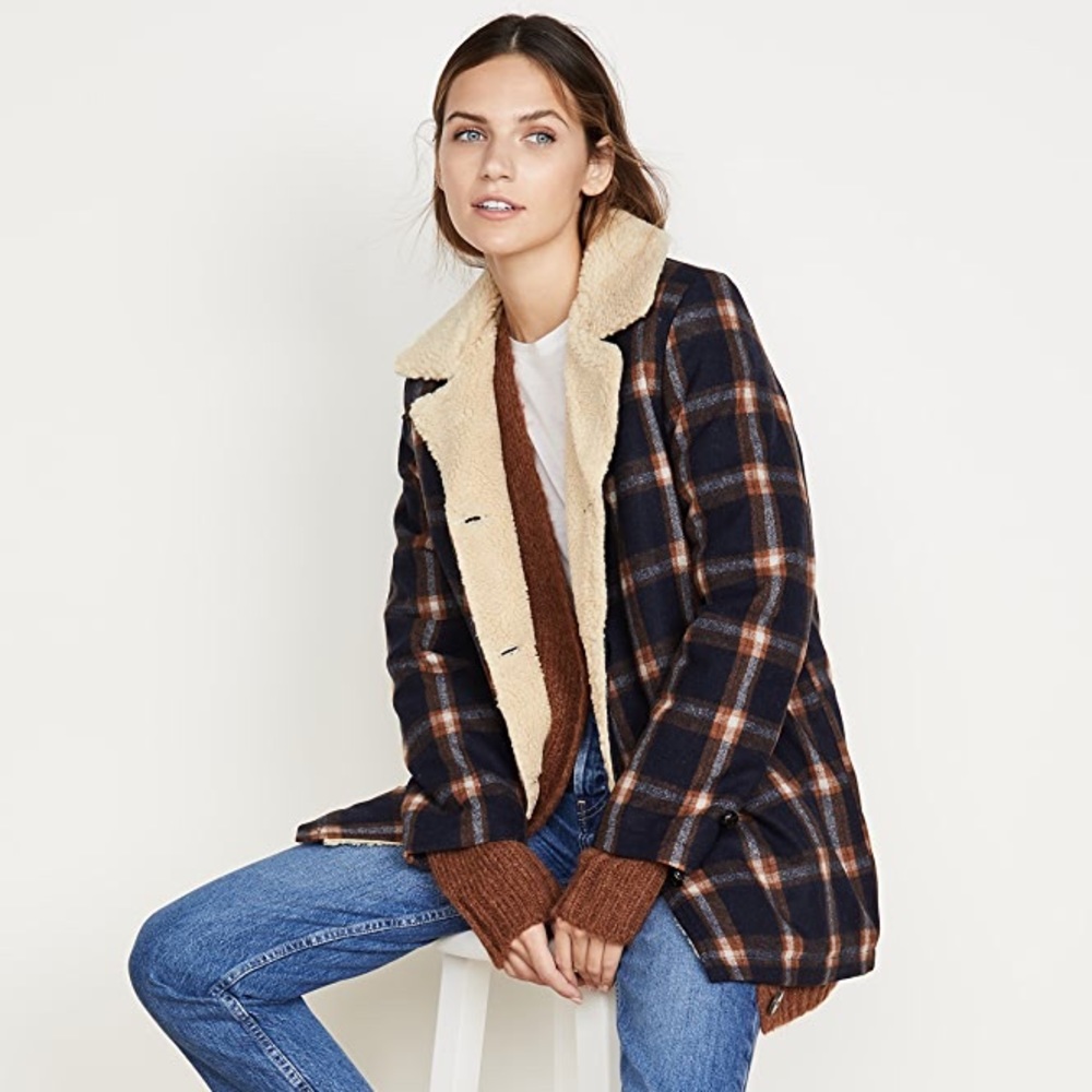 Plaid Sherpa-Lined Jacket